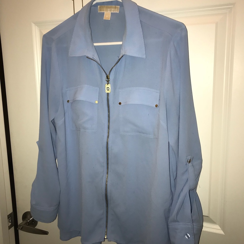 Michael Kors, sky blue, zip up blouse💙